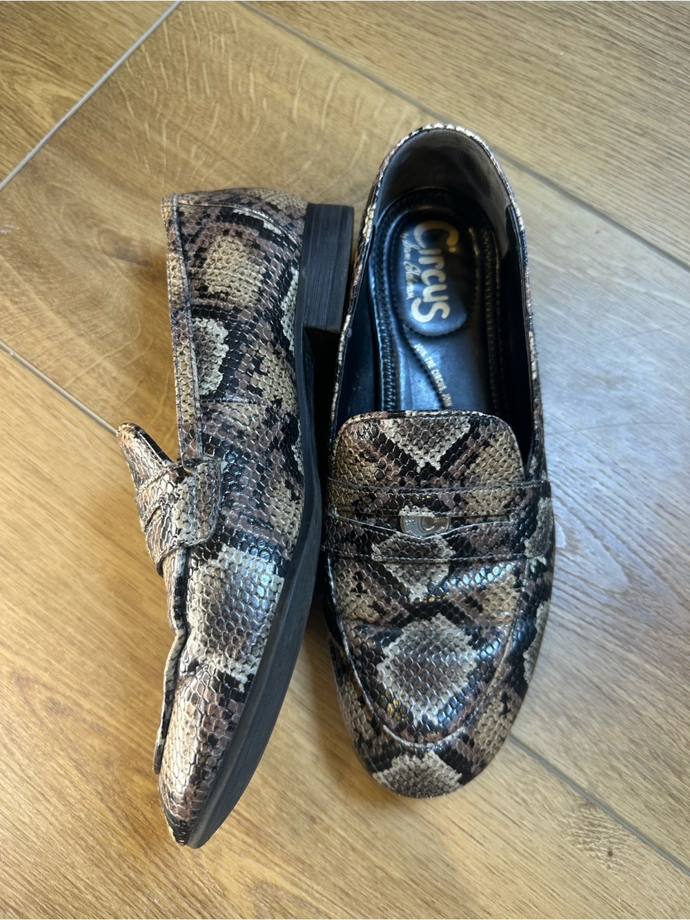 Circus Sam Edelman 7.5 Snakeskin Penny Loafers Animal Print